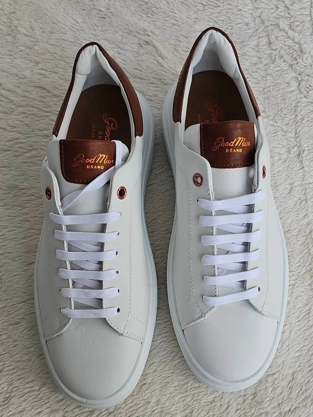 ​NIB Good Man Brand Men's White Leather Low Top Sneakers Sz 7.5